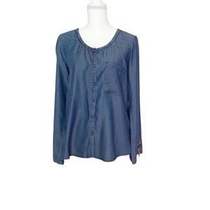 Max Jeans Blue Jean Button Down Shirt Size Medium